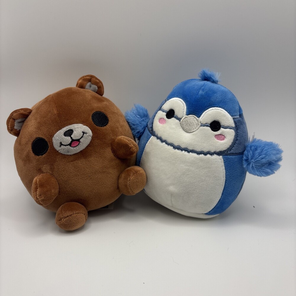 Set of 2, 5 inch Squishmallows - dog and penguin